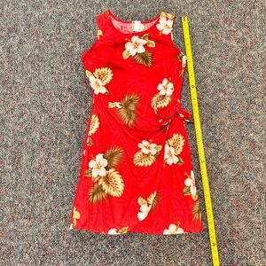 Pacific Legend Hawaiian Dress Medium Burgundy Dark Red Tie Side Luau Vacation
